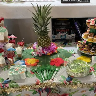 a display of food items