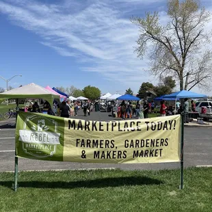 a banner for farmers, gardeners and makers market