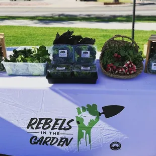 a table with vegetables on it