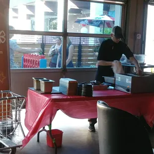 Chef settinf up his taco station