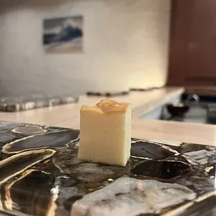 Egg dessert with truffle infused honey