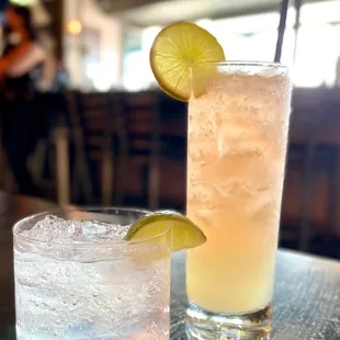 Vodka soda and Rosebud Swizzle ($12)