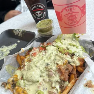 Carne Asada Fries and watermelon lemonade