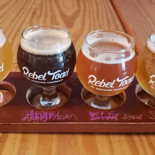 Rebel Toad beer flight.