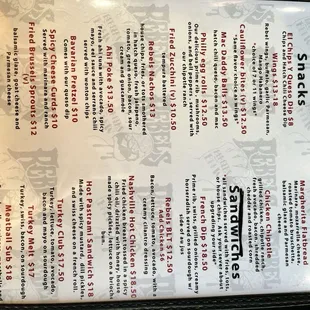 Menu as of Oct 2024