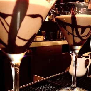 a martini with chocolate sauce