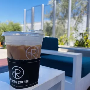 Honey Oat Latte on a beautiful day