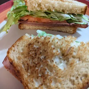 Patricia's Ham Sandwich on plate at home.