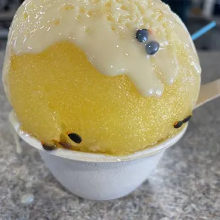 Mango, Lilikoi , haupia and snow cap