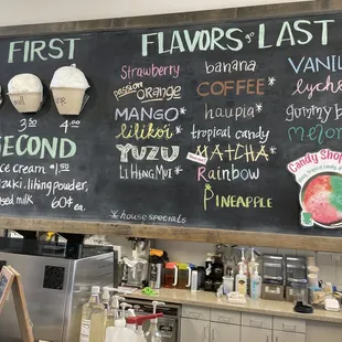 Shave ice menu