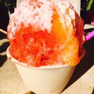 Added condensed milk. Ice is soft and smooth. Pretty impressed with their shave ice.