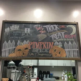 Cute blackboard hand-drawn by staff!