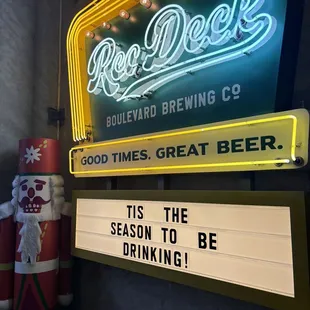 a neon sign for a beer company