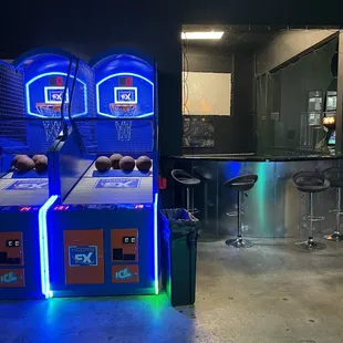 Hoops and ping pong cage watching area