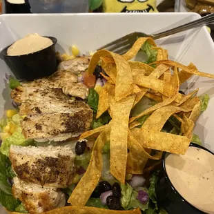 Grilled chicken southwest salad with chipotle ranch. So good!!