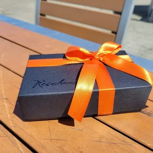 Pretty box of Chocolate Dipped Candied Orange Peel