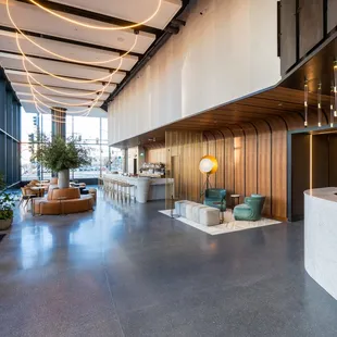 the lobby of a modern office building