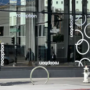 a fire hydrant in front of a building