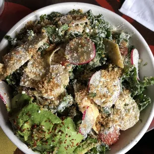 Kale Caesar with avocado