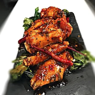 a closeup of a plate of food