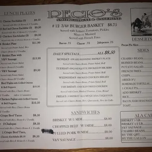 the menu