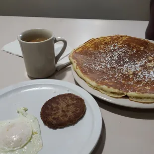 Half portion of the mamas breakfast. Huge pancakes here.  #supportlocal