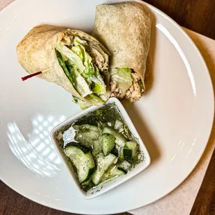 Chicken Caesar and cucumber salad