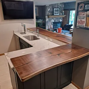 Bar Top - Live edge walnut (side view).