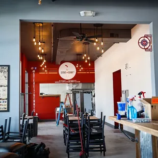 the interior of the brewery
