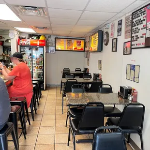 diners sitting at tables in a restaurant