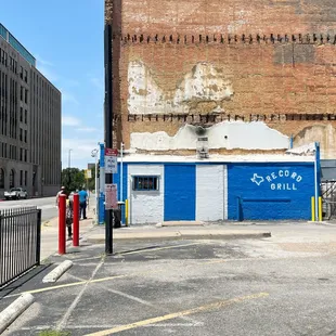 a fire hydrant in front of a building