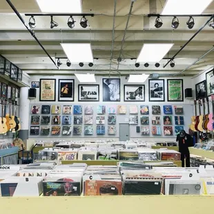 One inside view of Record Town. This is looking toward back of the store from the couches and chair listening area.