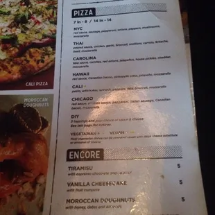 menu, pizza