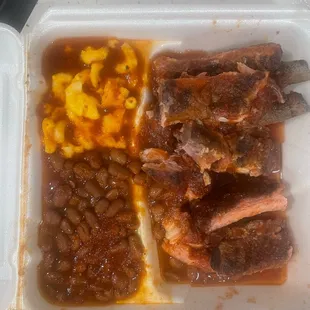 Rib Dinner w/ Beans &amp; Mac n Cheese
