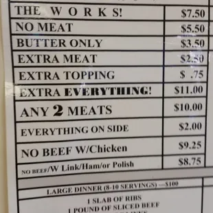 Potato menu at Record's...open 10 til 3 AM, closed Mondays