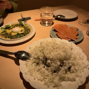 Salad, beef tongue and crackers