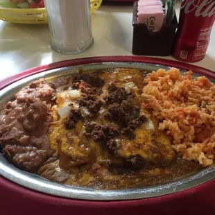 Beef enchilada plate