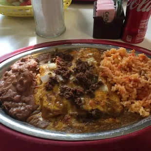 Beef enchilada plate