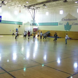 We have a full size gymnasium complete with bleachers.