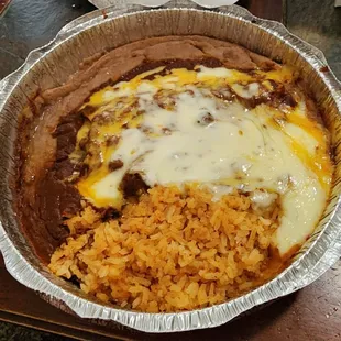 a mexican dish with rice and beans