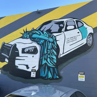 Viral political artwork outside the building