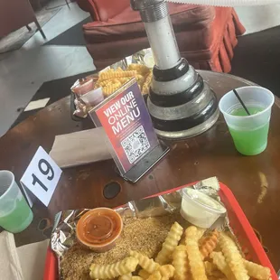 Catfish special, hookah, blue motorcycle
