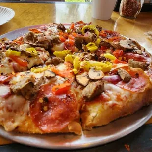 My choice of toppings.  This is the sized, kind of personal sized.