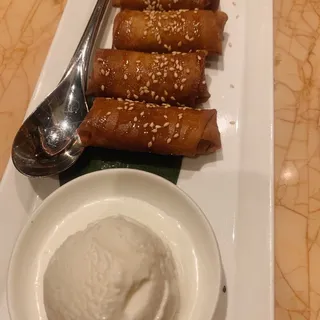 Crispy Banana Rolls, Coconut Ice Cream - ----
