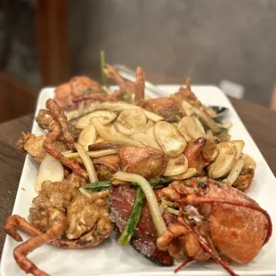 Lobster with rice cake