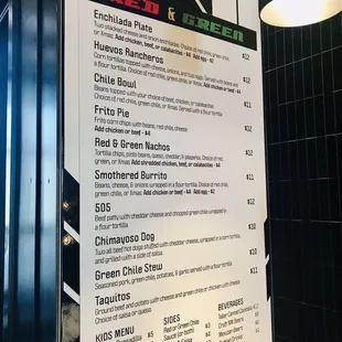 a menu for a restaurant
