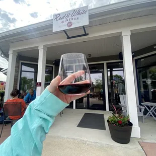 a person holding a wine glass