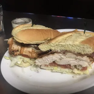 CBS /// chicken bacon Swiss. With honey mustard g