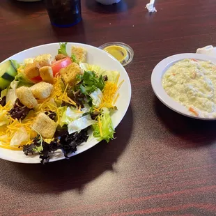 Side salad and Cole slaw