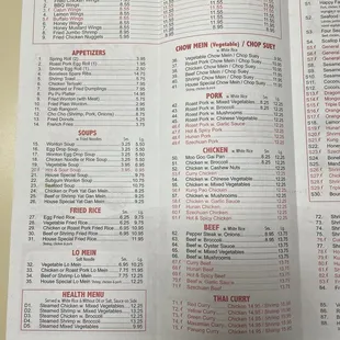 menu